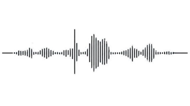 Soundwave pattern pulsing with audio rhythm during a digital broadcast on a clean white background