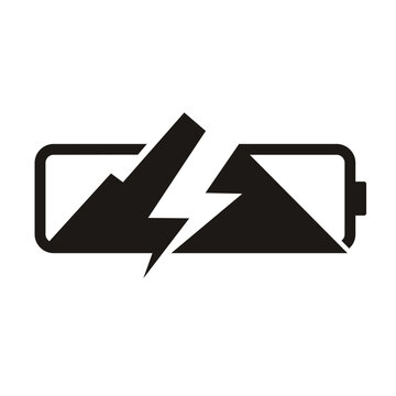 Electric battery with mountain, abstract logo for energy from nature.