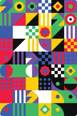 Obraz premium Colorful geometric pattern with abstract shapes and bright colors in a modern mosaic design Vector