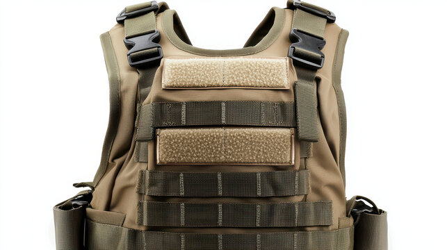 Tactical vest designed for military or outdoor use, featuring adjustable straps and modular attachment points for gear