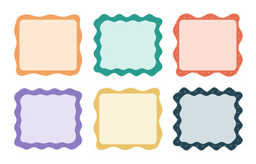 Fototapeta premium Wavy edge frames set six colourful squiggle borders vector