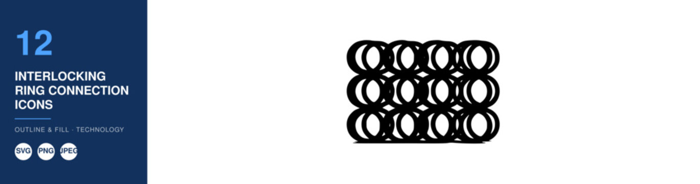 Interlocking Ring Connection Icons Set, Modern Design. Network Symbol Illustration, Business Concept