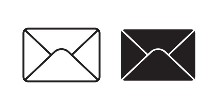Email icon flat outline in black
