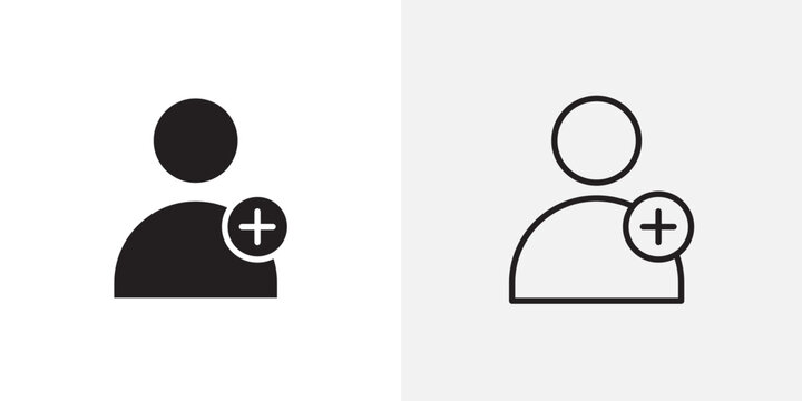 User add icon flat outline in black