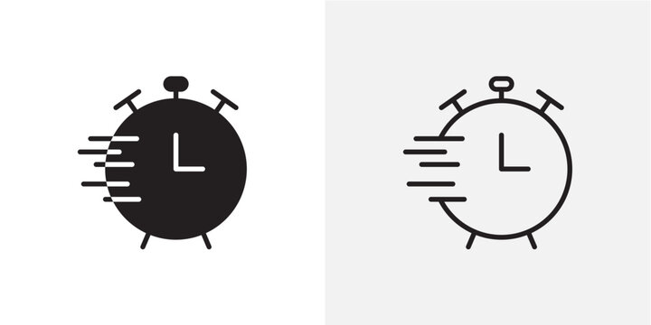 Time fast icon flat outline in black