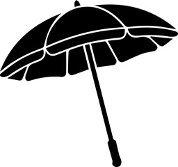 Sun umbrella icon black silhouette isolated for beach vacation and summer patio relaxing. © Sohag