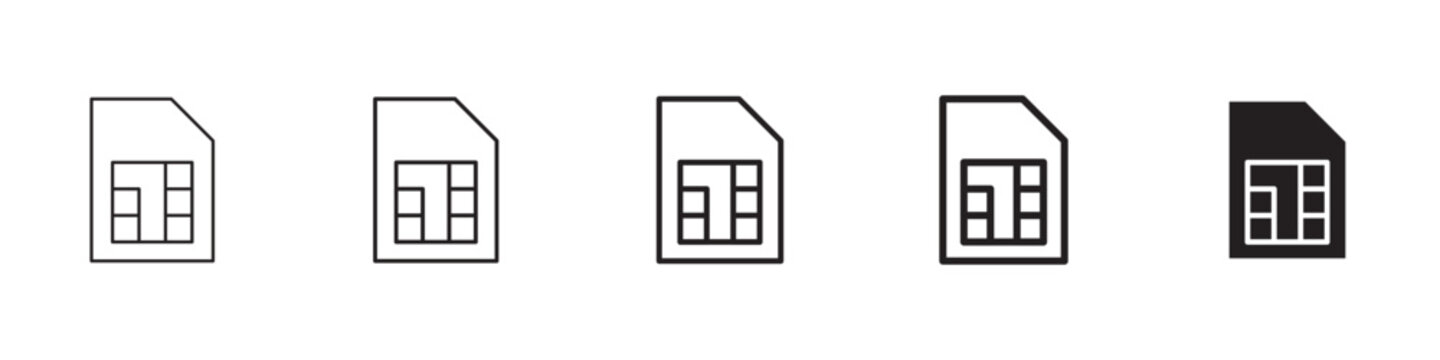 Sim card icon flat outline in black