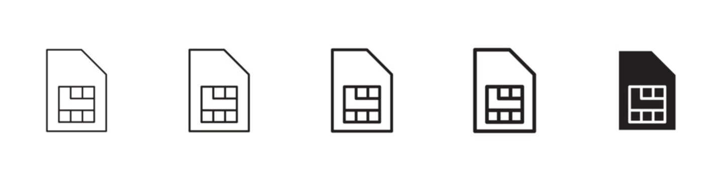 Sim card icon flat outline in black