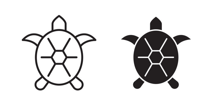 Sea turtle icon flat outline in black
