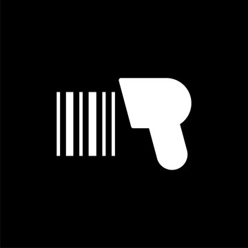 Barcode Scanner Machine sign icon isolated on black background