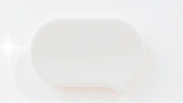 White speech bubble shape, soft gradients, subtle sparkle effect. Minimalist design, clean aesthetic, blank space for text.