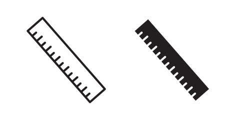 Fototapeta premium Ruler icon flat outline in black