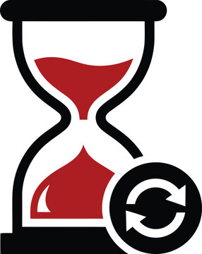 Hourglass with a refresh icon representing time management and recurring cycles