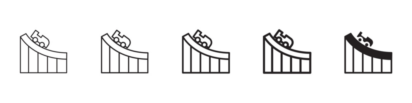 Roller coaster icon flat outline in black