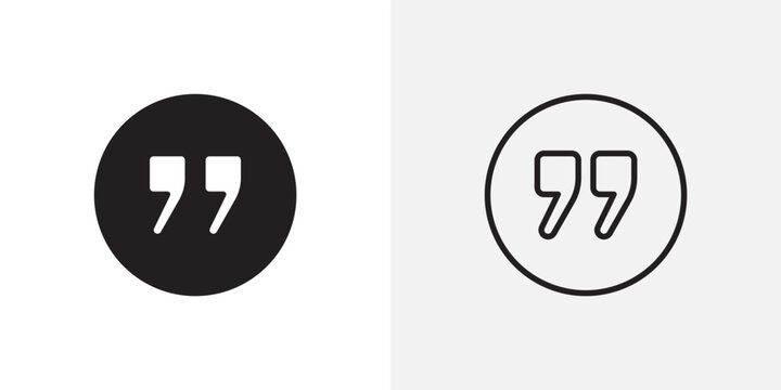 Quote right icon flat outline in black