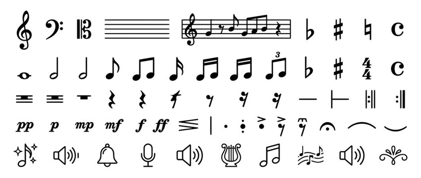 Musical Notation Elements Collection Isolated