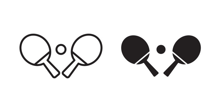 Ping pong icon flat outline in black