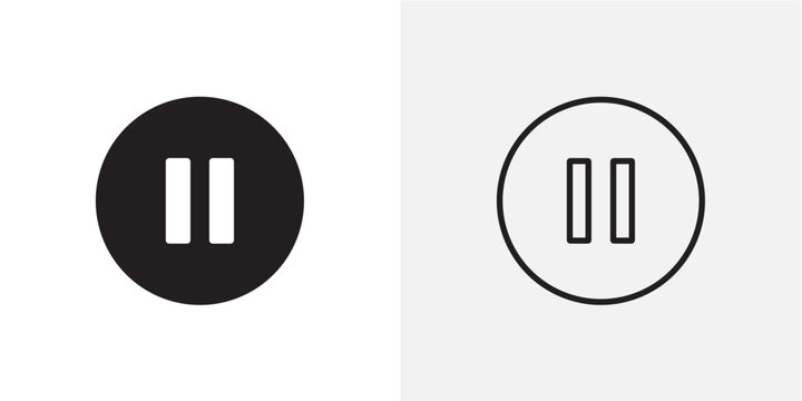 Pause icon flat outline in black
