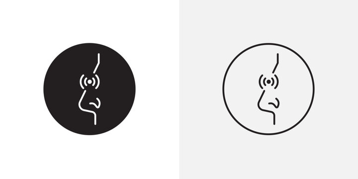 Nose pain icon flat outline in black