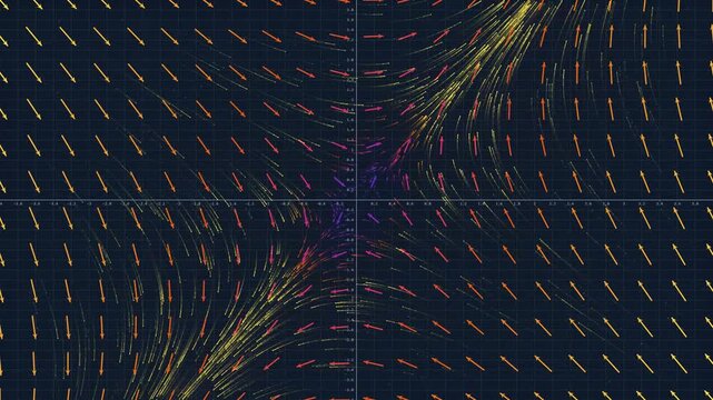 Lorenz Attractor Vector Field Visualization on Coordinate Grid, Chaotic Dynamical System and Differential Equations Graphic for Science, Data Analysis and Tech Background
