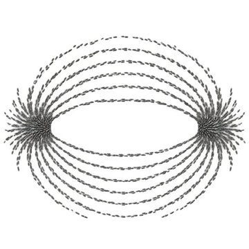 Iron Filing Arcs Form An Open Magnetic Field Overlay on Transparent Background for Science Education