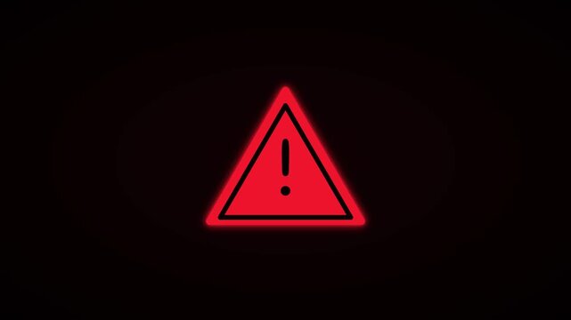 Red Warning Triangle Alert Animation with Glowing Symbol