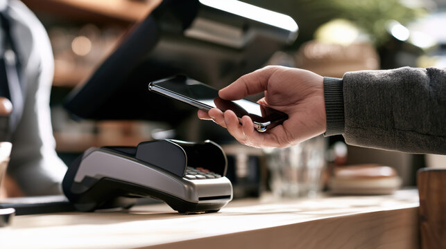 Pay with smartphone at contactless payment terminal