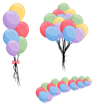 Soft Pastel Balloon Arch Garland and Cute Heart Balloons Vector Illustration for Festive Party Decorations and Celebration Designs