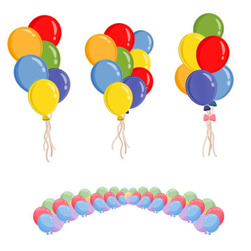 Soft Pastel Balloon Arch Garland and Cute Heart Balloons Vector Illustration for Festive Party Decorations and Celebration Designs