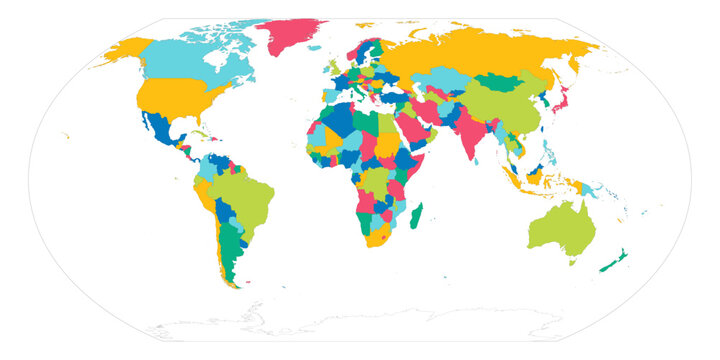 Colorful Vector Mercator World Equal Earth Map