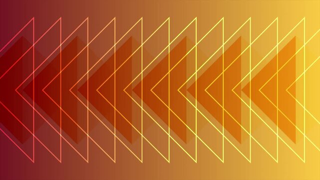Abstract geometric pattern with triangles on orange gradient background. Minimalist motion graphic with emerging shapes for modern digital design backdrop