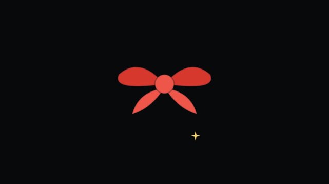 Ribbon bow Christmas holiday animated icon element, seamless loop motion graphic, ideal for festive video overlays and titles.