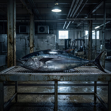Industrial Fish Processing Facility with Large Fish.