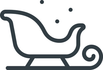 Fototapeta premium Minimalist line art depiction of an old fashioned sleigh featuring elegant decorative swirls and delicate snow details set against a clean white backdrop