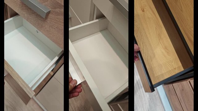 Men hand opens a chest of drawers