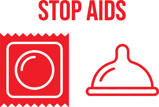 A public health campaign poster promotes aids prevention and safe sex practices with images of condoms and a clear stop aids message for awareness
