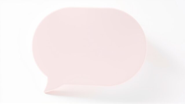 Pink speech bubble, blank space inside. Soft shadows suggest three dimensional form. Minimalist design, clean aesthetic.