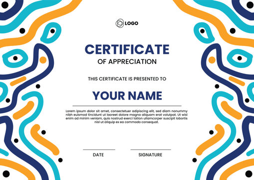 Decorative Abstract Pattern Certificate Layout with Contemporary Illustration
