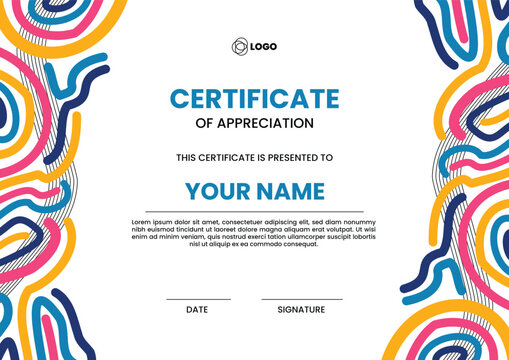 Modern Psychedelic Certificate Template with Vibrant Abstract Waves