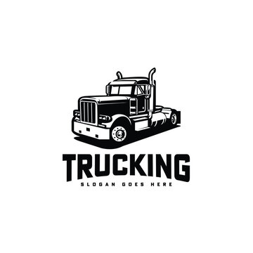 Premium trucking company ready made logo. 18 wheeler semi truck logo vector. Best for trucking and freight related industry