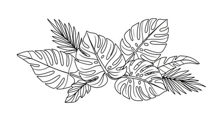 Detailed illustration of tropical leaves. © Lum