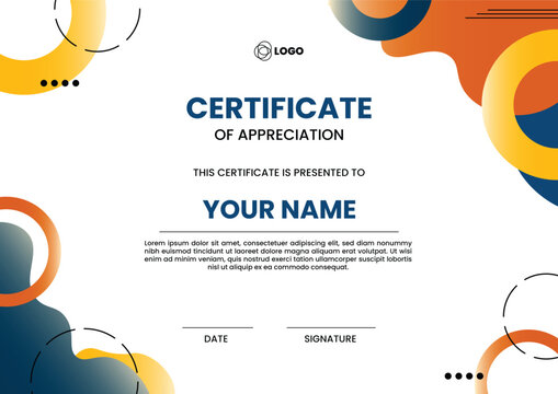 Creative Abstract Circle Certificate Design with Modern Corporate Style
