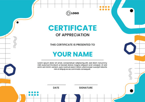 Modern Geometric Certificate Layout with Playful Abstract Shapes
