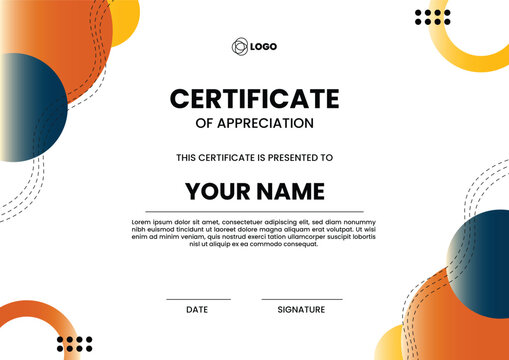 Professional Gradient Circle Certificate Layout with Modern Geometric Design