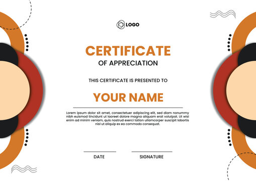Abstract Circular Frame Certificate Template with Contemporary Style