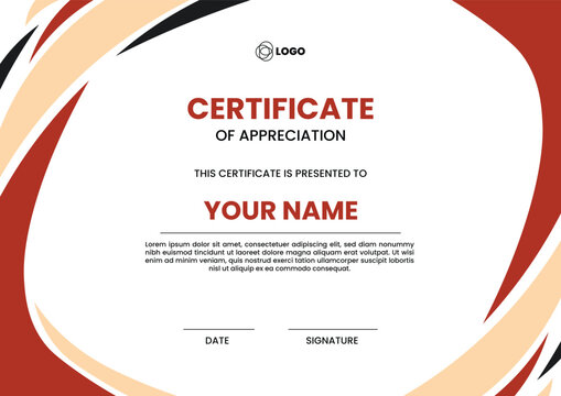 Modern Organic Shape Certificate Design with Minimal Artistic Frame