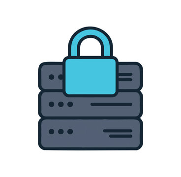 Database Server with Padlock Data Security Icon