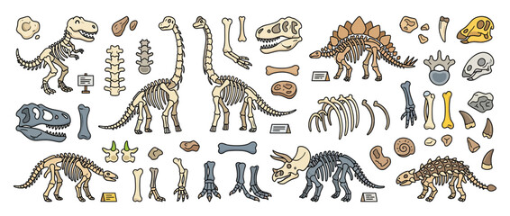 Cartoon Dinosaur Skeletons and Bones Collection © alung