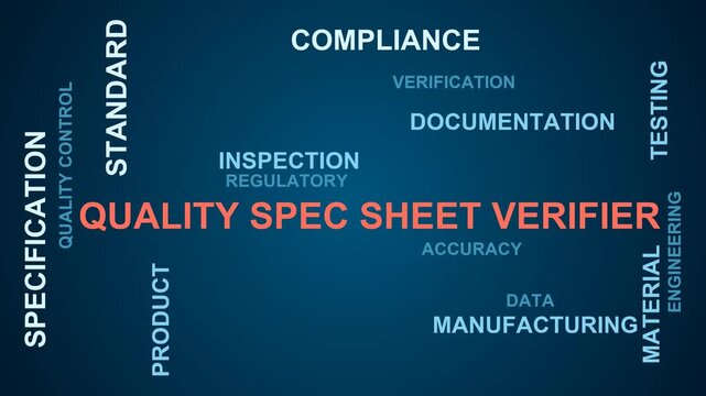 Quality Spec Sheet Verifier Word Cloud