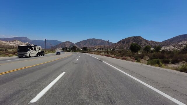 Angeles Crest Highway Summer Eastbound 7 Wrightwood to Mormon Rock 15 Front View Driving Plate Angeles National Forest California USA